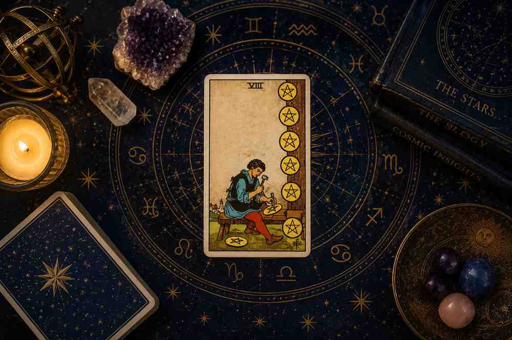 The Complete Guide to the 8 of Pentacles Tarot Card Meaning