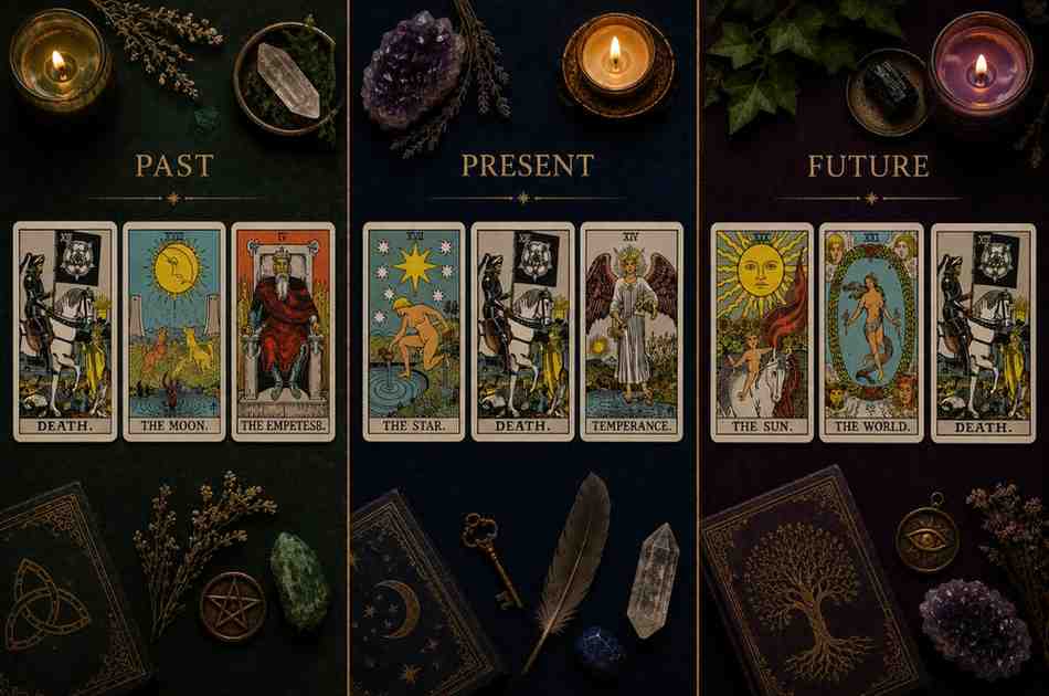 Death Card: Past, Present and Future Positions and Card Combinations