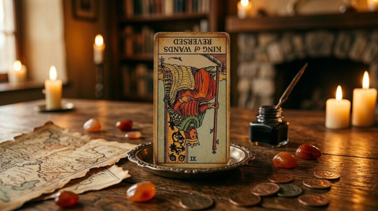 “King of Wands Reversed”: Career, Health & Personal Life Insights